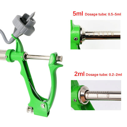 1 Unidade Seringa Automática de 2/5ml para Frango Porco Boi Ovelha com 2 Frascos de Vacina Injeção Contínua Ajustável para Aves