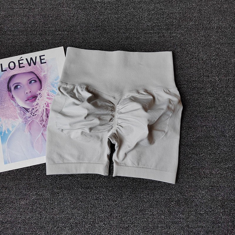 Yoga Shorts Peach Hot Girls Three-Cross Pants High Waist Knitted Pressure Running Sport Elastic Belly Lifting Butt Tight Pants