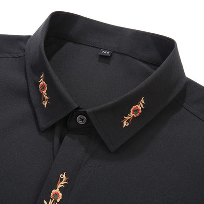 Men Shirt Denim Oversize Plus Size 6XL 7XL 8XL 10XL Oversize Fashion Casual Loose Golden Embroidery Loose Long Sleeve Soft Dress