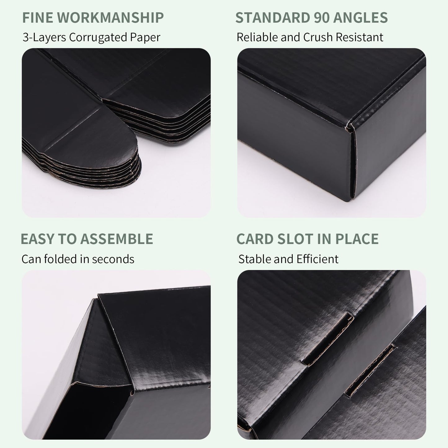 50pcs Christmas Black Shipping Boxes Bulk 6x4x2 Inch Small Corrugated Cardboard Mailer Boxes for Small Business Gifts Jewelry