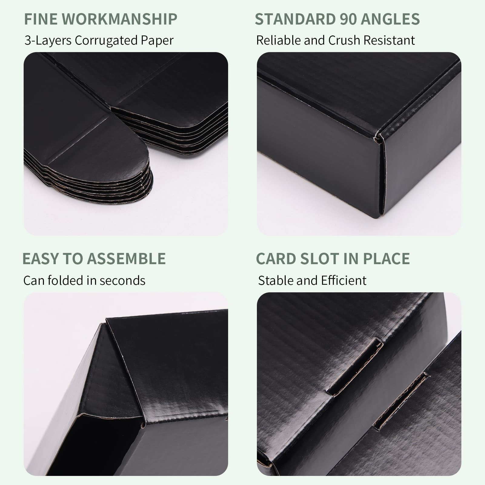50pcs Christmas Black Shipping Boxes Bulk 6x4x2 Inch Small Corrugated Cardboard Mailer Boxes for Small Business Gifts Jewelry