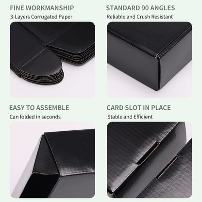 50pcs Christmas Black Shipping Boxes Bulk 6x4x2 Inch Small Corrugated Cardboard Mailer Boxes for Small Business Gifts Jewelry