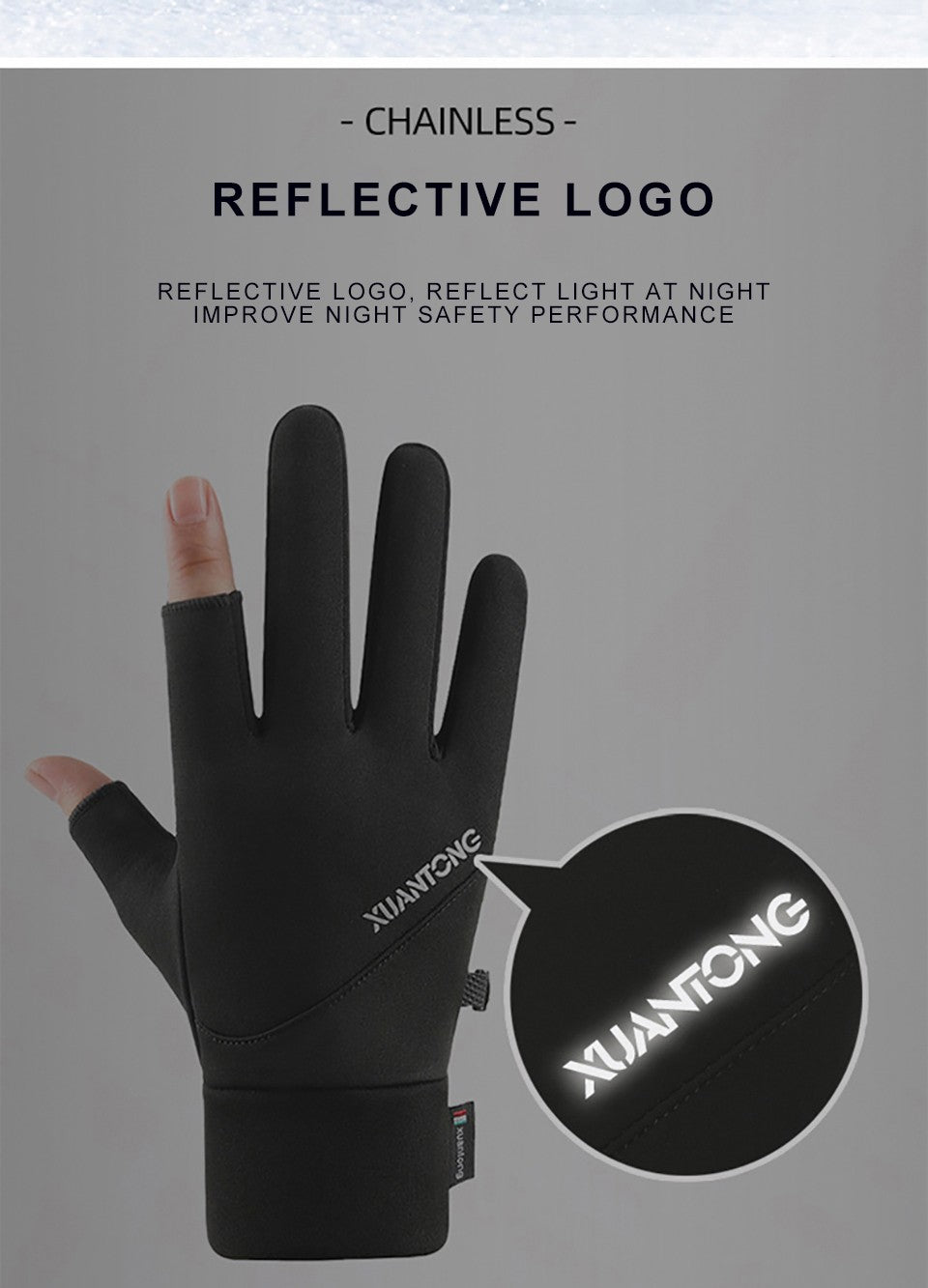 GOBYGO 1Par Luvas de Inverno com Forro de Lã para Aquecer, Luvas de Ciclismo Antiderrapantes de Silicone, Luvas de Pesca Touchscreen com Dois Dedos Expostos