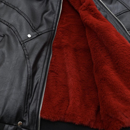 Vintage Men Winter Jackets Fur Collar Fleece Warm Parkas Coats Streetwear Harajuku Leather Jackets Casual Padded Jackets Outwear