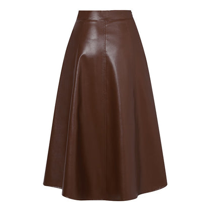 Plus Size 5XL ZANZEA Women PU Leather Midi Jupes Elegant Casual Autumn Loose High Waist Skirt Solid Skirt High Waisted Falda