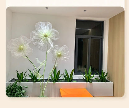190cm Artificial Flowers Wedding Decor Props Road Lead Flower Silk Yarn Flower Poppy Window Display Garden Decoration Home Decor