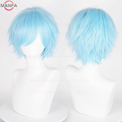 Anime 30cm Curta Reta Peruca Cosplay Preto Branco Verde Marrom Roxo Azul Cinza Vermelho Dourado Homens Mulheres Cabelo Sintético Resistente ao Calor