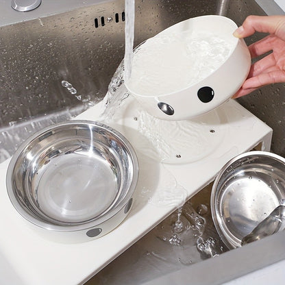 Tigelas Elevadas para Cães Suporte Alto com Tigelas Duplas de Aço Inoxidável para Alimentos e Água para Cães e Gatos de Pequeno, Médio e Grande Porte