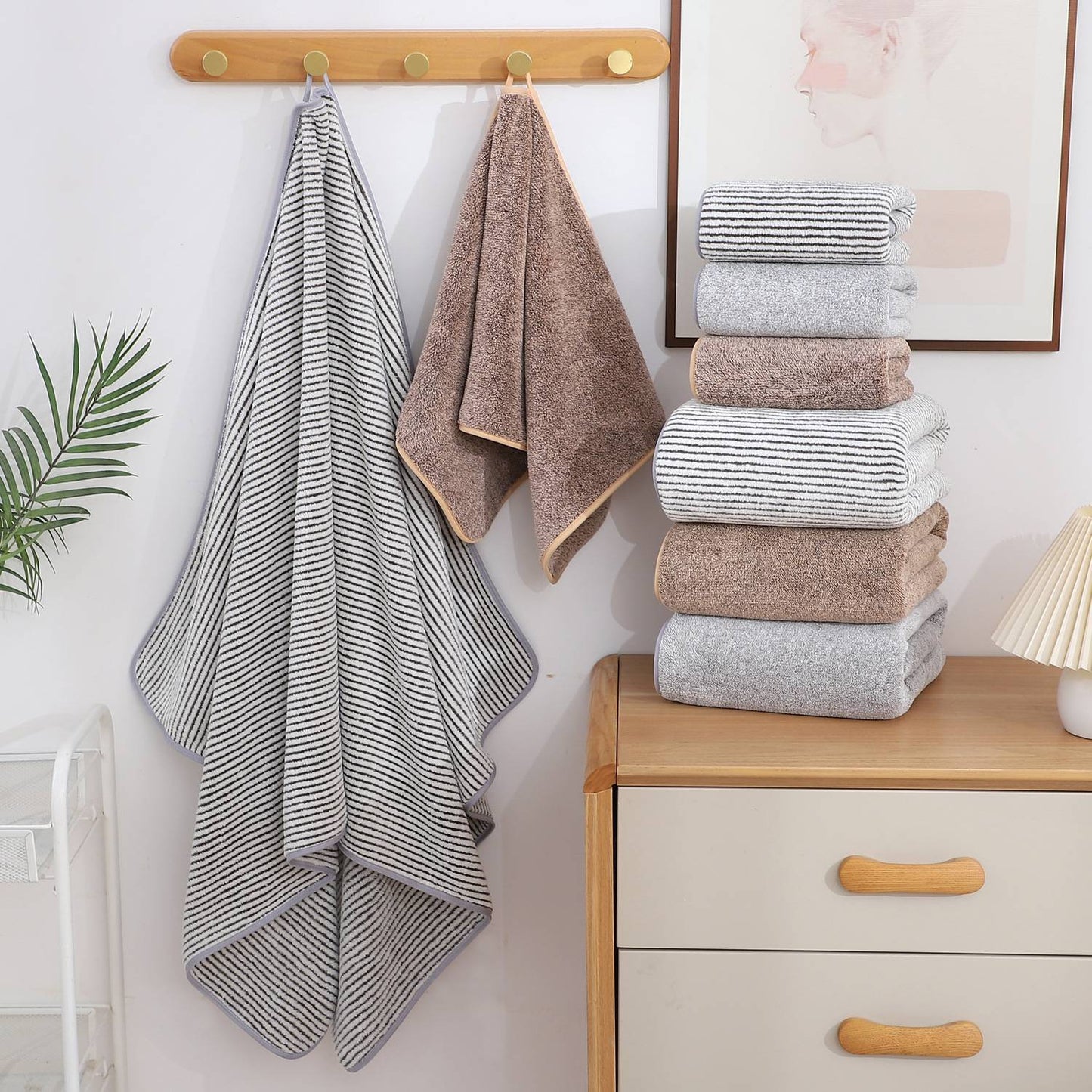 4pcs Basics Towel Set - Soft, Absorbent & Lightweight, Includes 2 Bath Towels & 2 Hand Towels, Ideal for Bathroom Use