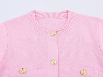 2025 Spring And Summer New Women's Short Sleeved Simple Fashion Style Knitted Cardigan Coat