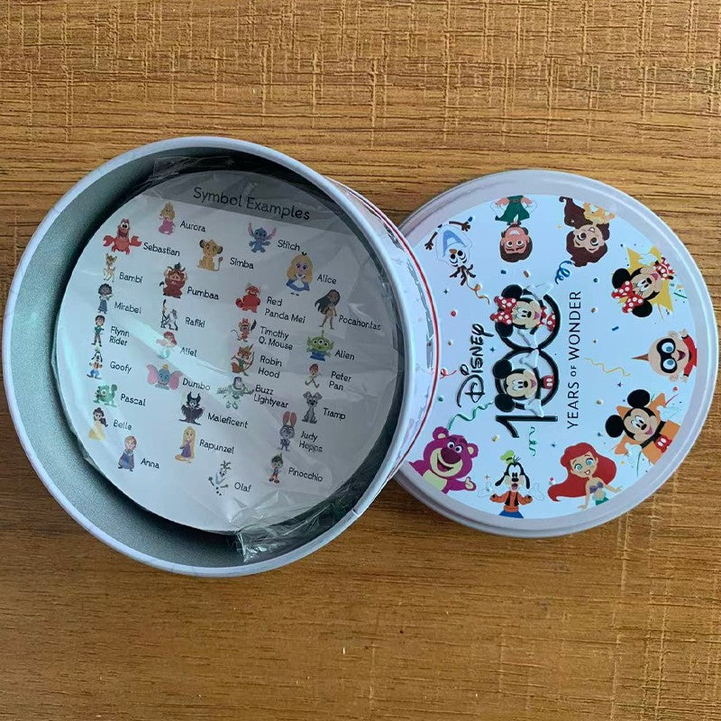 Jogos de Tabuleiro Disney 100 ANOS de MAGIA PIXAR Stitch Caixa de Ferro Brinquedos Família Engraçado Férias Acampamento Esporte Amigo Presente de Natal