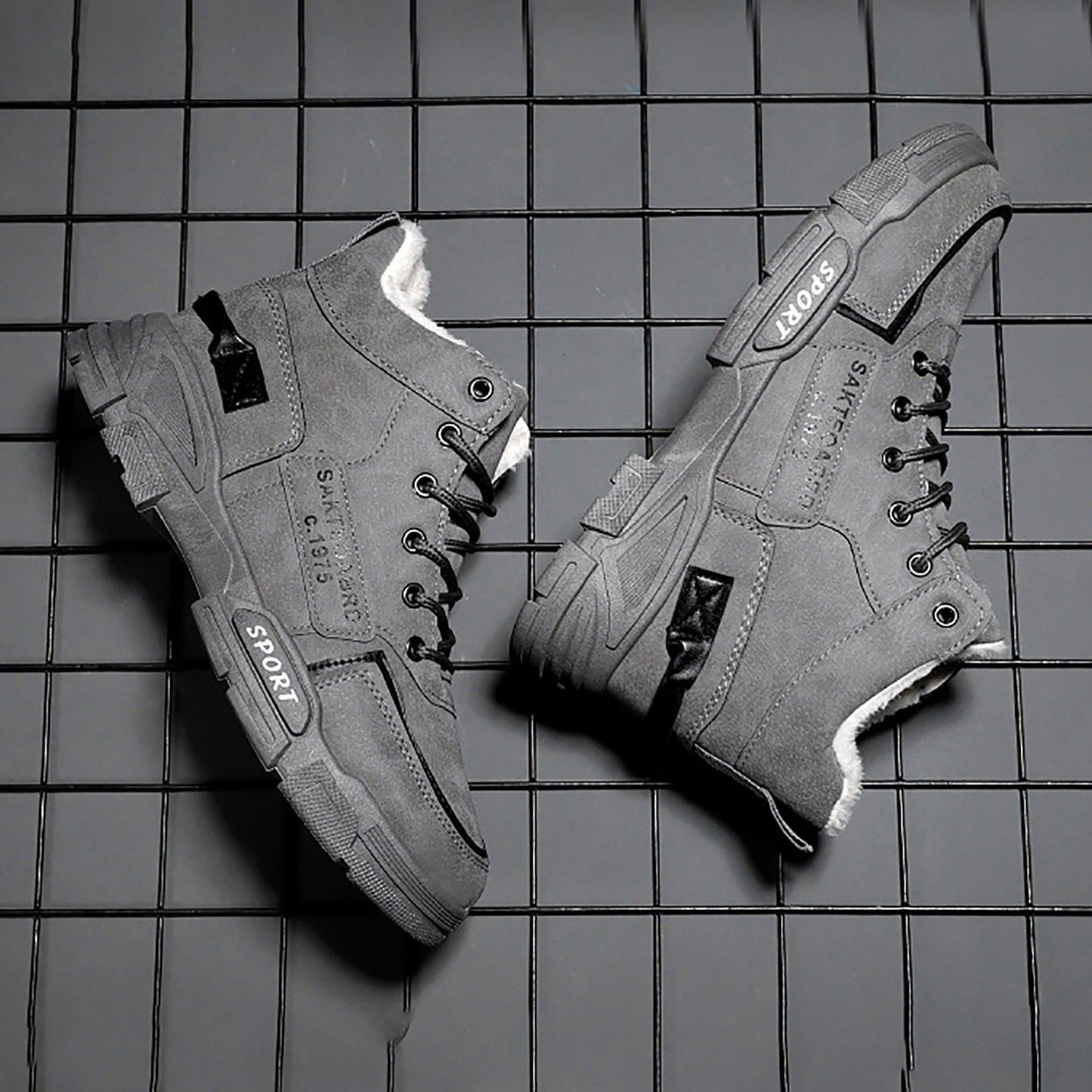 Winter Snow Boots Men'S Outdoor Hiking Velvet Thick Thermal Cotton High Top Casual Trend High Help Work Boots Mechanic Stuff