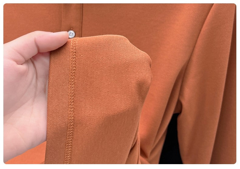 Luxury brand long sleeve polo shirt men comfortable casual autumn item silk cotton high-end Korean fashion plaid lapel T-shirt