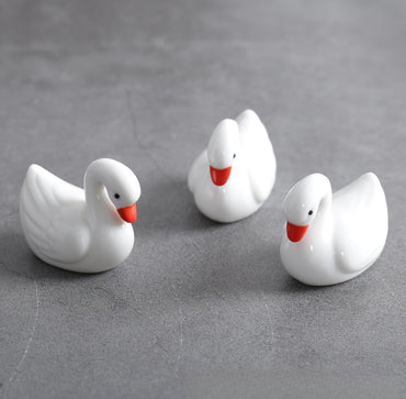 3 peças de suporte fofo de cerâmica de cisne e pato para pauzinhos, garfos, colheres, suporte de rack para utensílios de mesa de cozinha