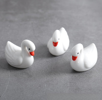 3 peças de suporte fofo de cerâmica de cisne e pato para pauzinhos, garfos, colheres, suporte de rack para utensílios de mesa de cozinha