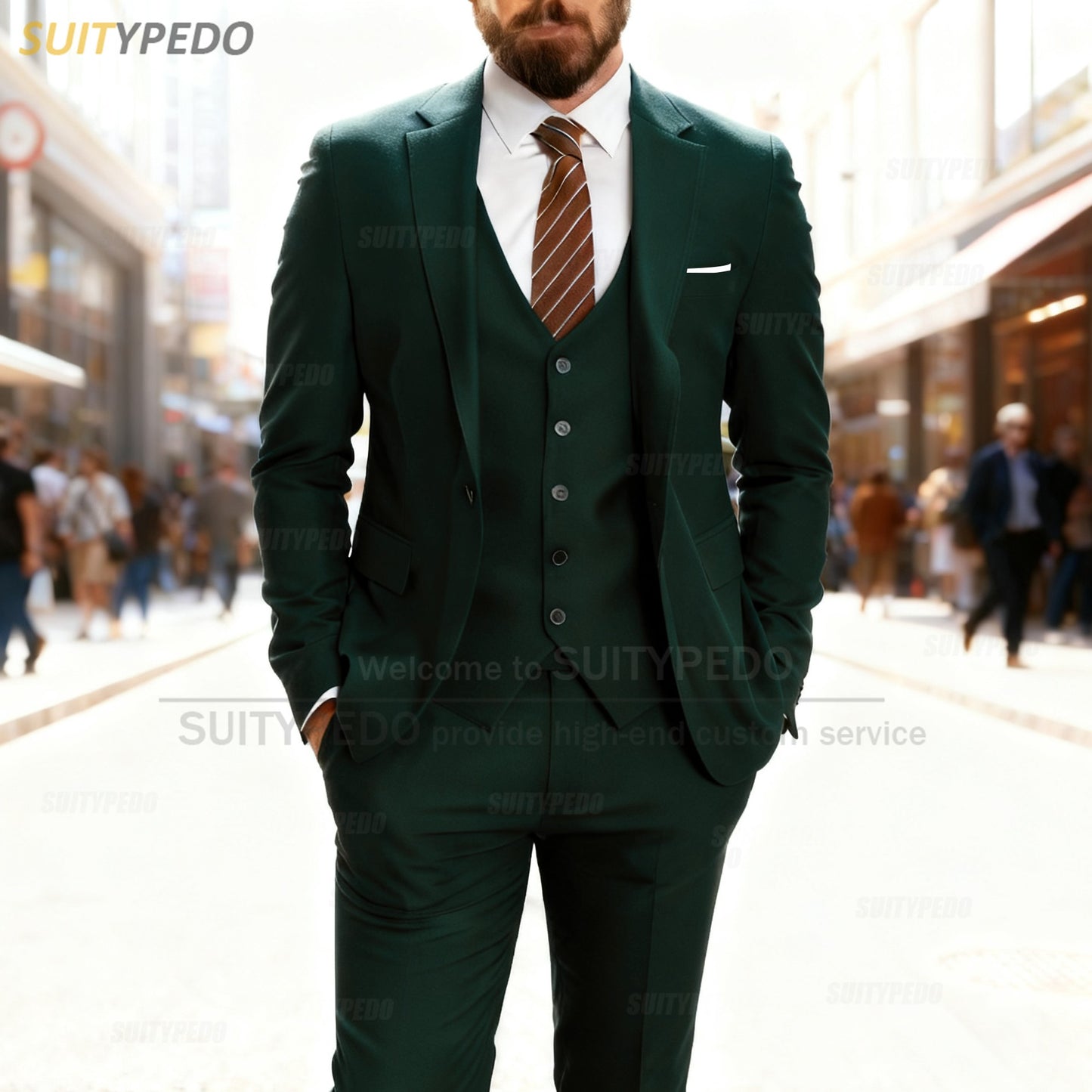 Smart Casual Slim Fit Suit Sets Elegant Notch Lapel Suit Attire 3 Pieces Blazer Vest And Pants Formal Evening Homme Costumes
