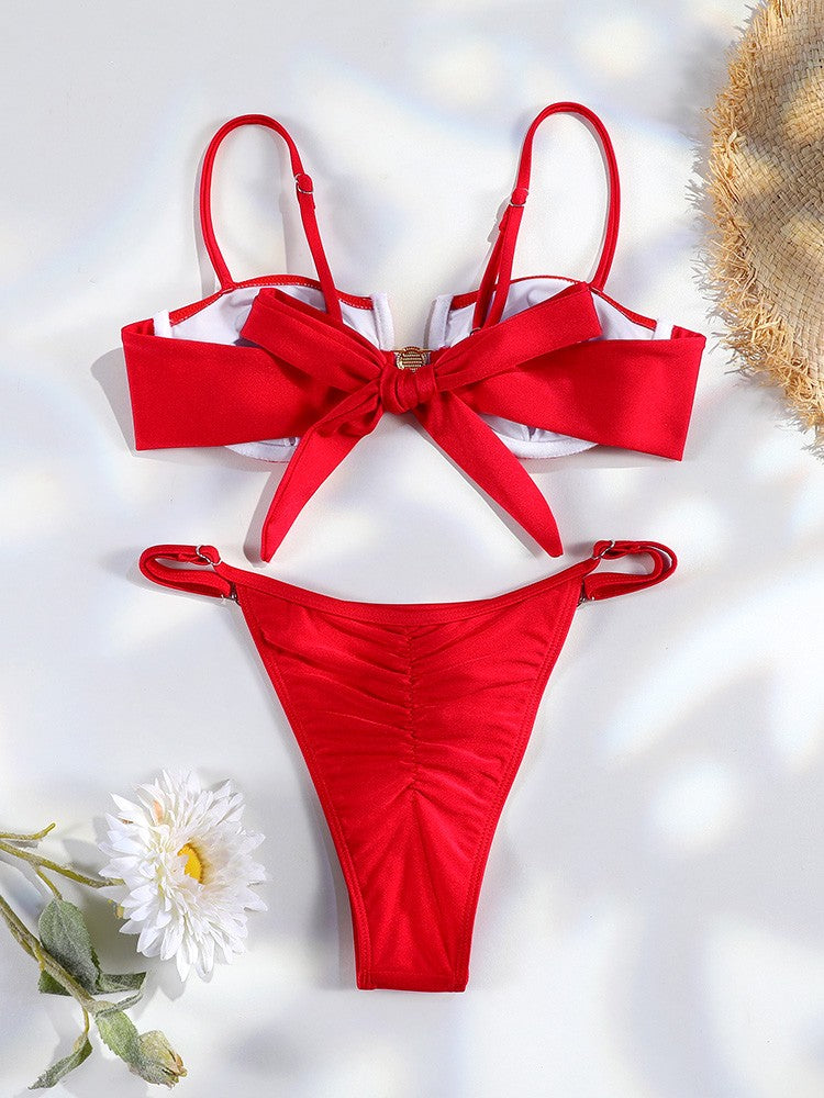 Rinabe Blue Two-Piece Suit Women's Swimsuit Push Up Solid Bikini Set Beachwear Low Waist Bathing Suits Female Swim Suits