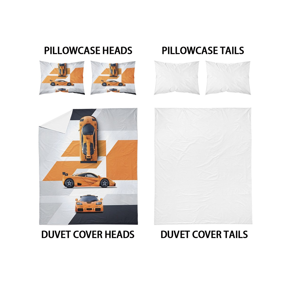3pcs sports car racing print bedding set 1 quilt cover + 2 pillowcases unfilled, skin-friendly, breathable, anti-pilling