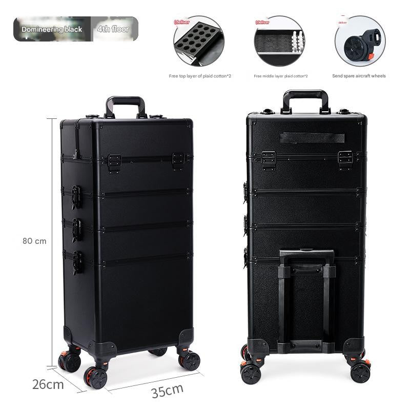 Cosmetic Case Rolling Luggage Makeup Train Trolley Large Capacity Suitcase with Lock Swivel Wheels For Salon Barber Manicurist