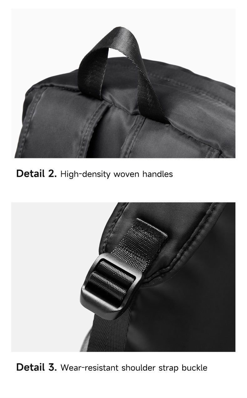 LEE Classic Black Unisex College Student School Bag Large Capacity Casual Leisure Nylon Laptop Backpacks Woman Man Schoolbag