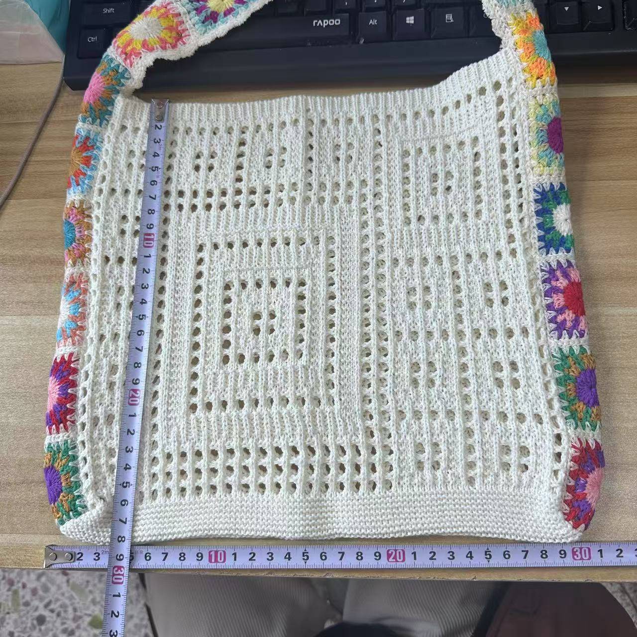 Women's Boho Crochet Bag Designer Flowers Knitted Handbags Large Capacity Summer Beach Woven Shoulder Bag Girls Tote Shopper Bag