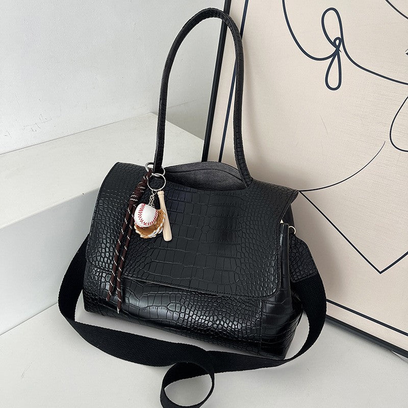 Crocodile Pattern Crossbody Bag For Women Black Shoulder Bag Brand Designer Women Bags Luxury PU Leather Flap Messenger Handbag