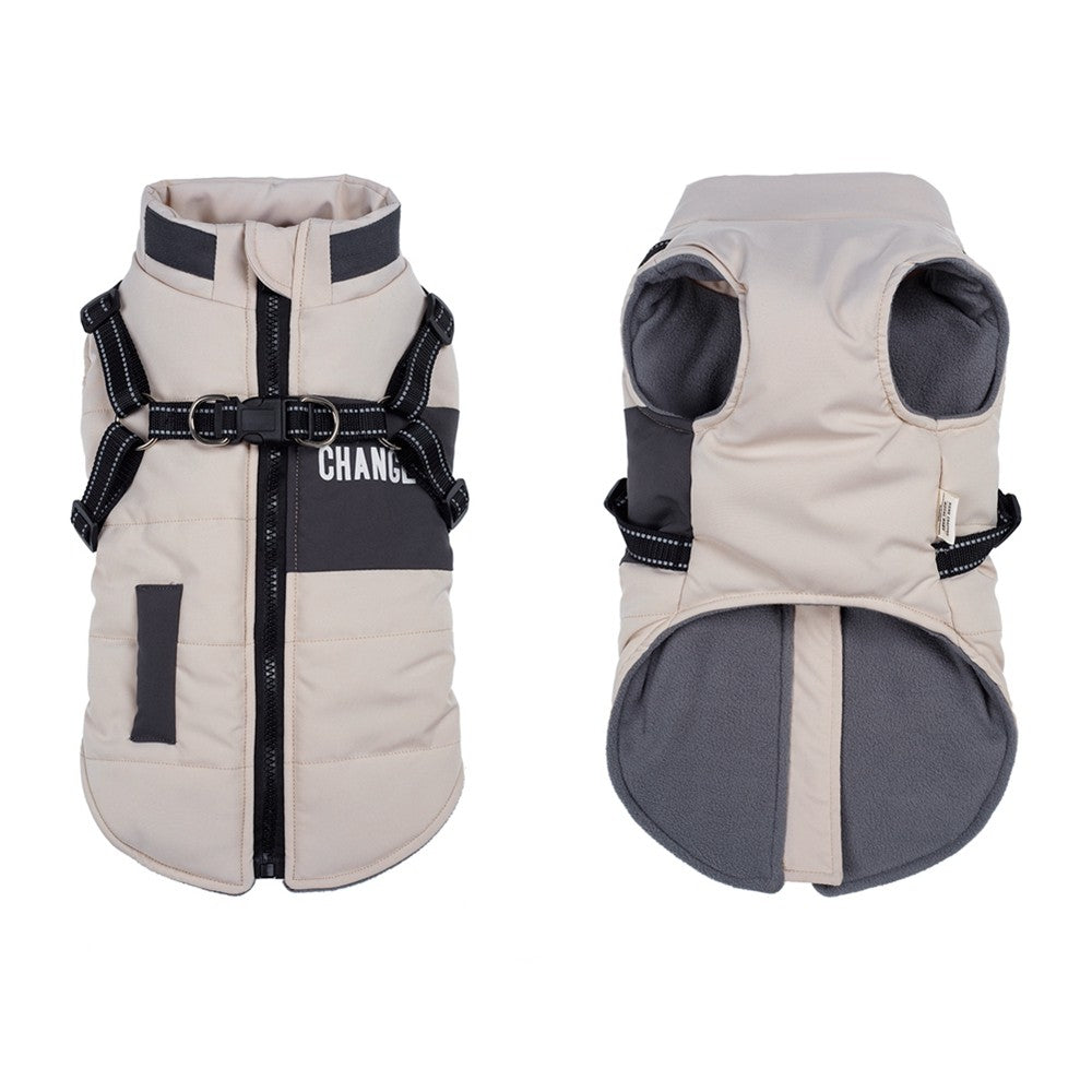 Casaco Quebra-Vento para Cães com Colete e Dois Anéis em D Jaqueta para Cães Casaco com Capuz Quente Roupa Quente para Cães
