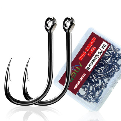 50-200 Anzóis de Pesca - Anzol de Pesca de Água Salgada Forte Ponta Aguda Barbela Anel Anzol de Carpa Polvo de Água Salgada