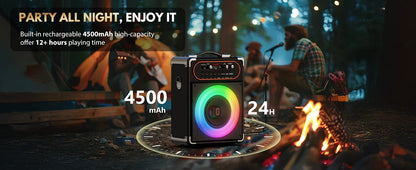 S68 Karaokê com 2 Microfones, Caixa de Som Portátil Karaokê Bluetooth 5.3, Ajuste de Eco, Suporta TV via Conexão Auxiliar