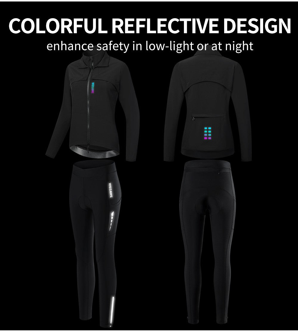 WOSAWE Women Windproof Waterproof Reflective Cycling Jacket MTB Bicycle Long Sleeve Windbreaker Sleeveless Vest Bike Coat