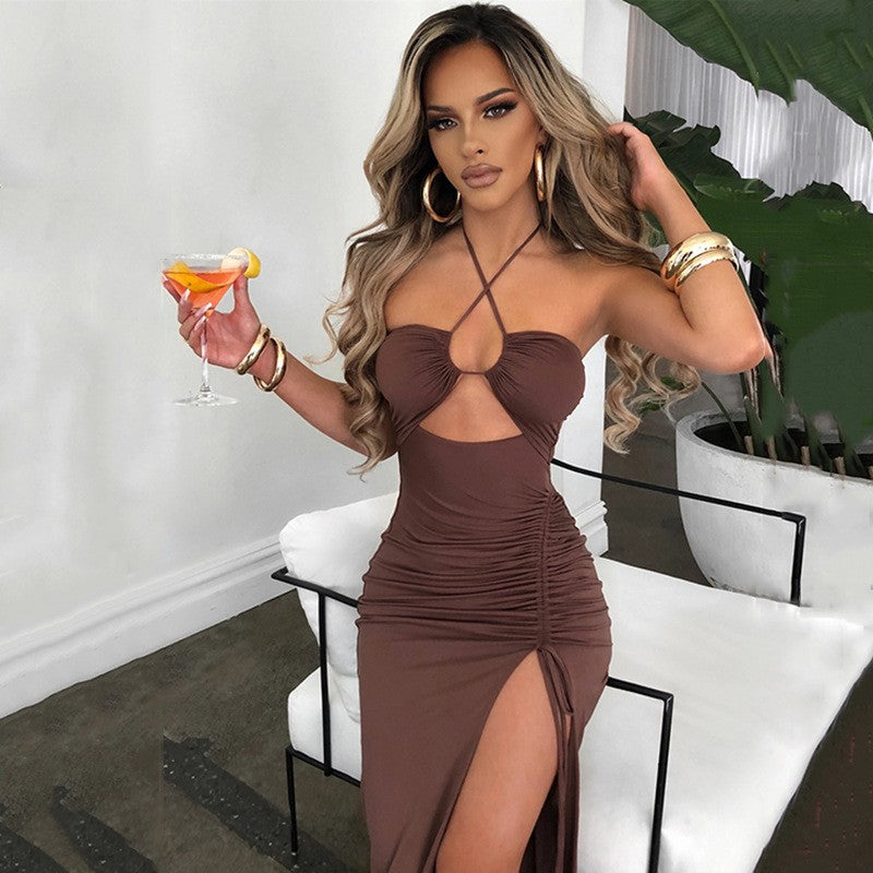 Sleeveless Sexy Female Midi Backless Dresses Slim Night Club Party Women's Dress
