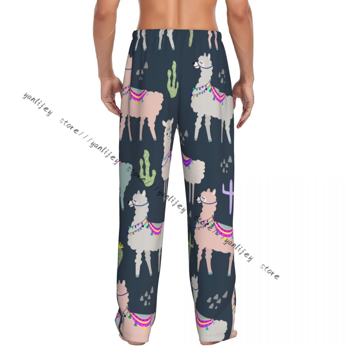 Men Sleep Bottoms Male Lounge Trousers Men's Llama And Cactus Pajama Pants