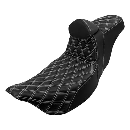 Assento 2 Lugares Moto Garupa Com Encosto Ajustável Almofada Para Harley Touring Electra Road Glide 09-23 Assento De Couro
