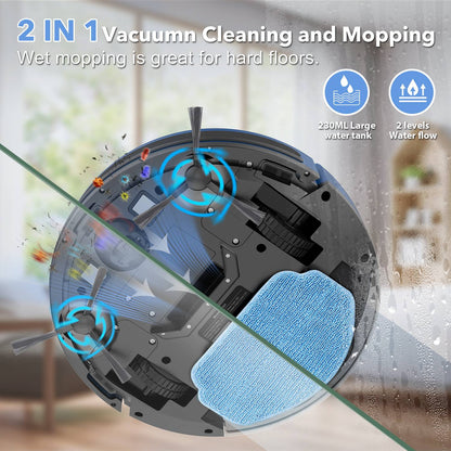 OMESER Blue Robot Vacuum and Mop Combo 2 in 1 Robot Mop and Vacuum 5000Pa Robotic Vacuum Cleaner Floor Carpet Washing Appliance