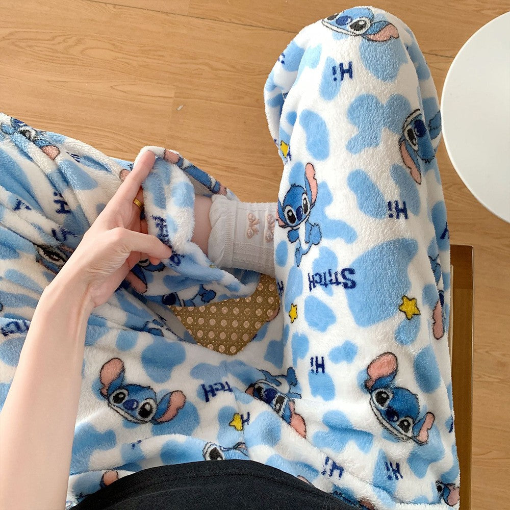 Anime Stitch Plush Pajama Pants Sanrio Kawaii Hello Kitty Cute Women Winter Warm Student Sleeping Pants Loose Casual Home Pants