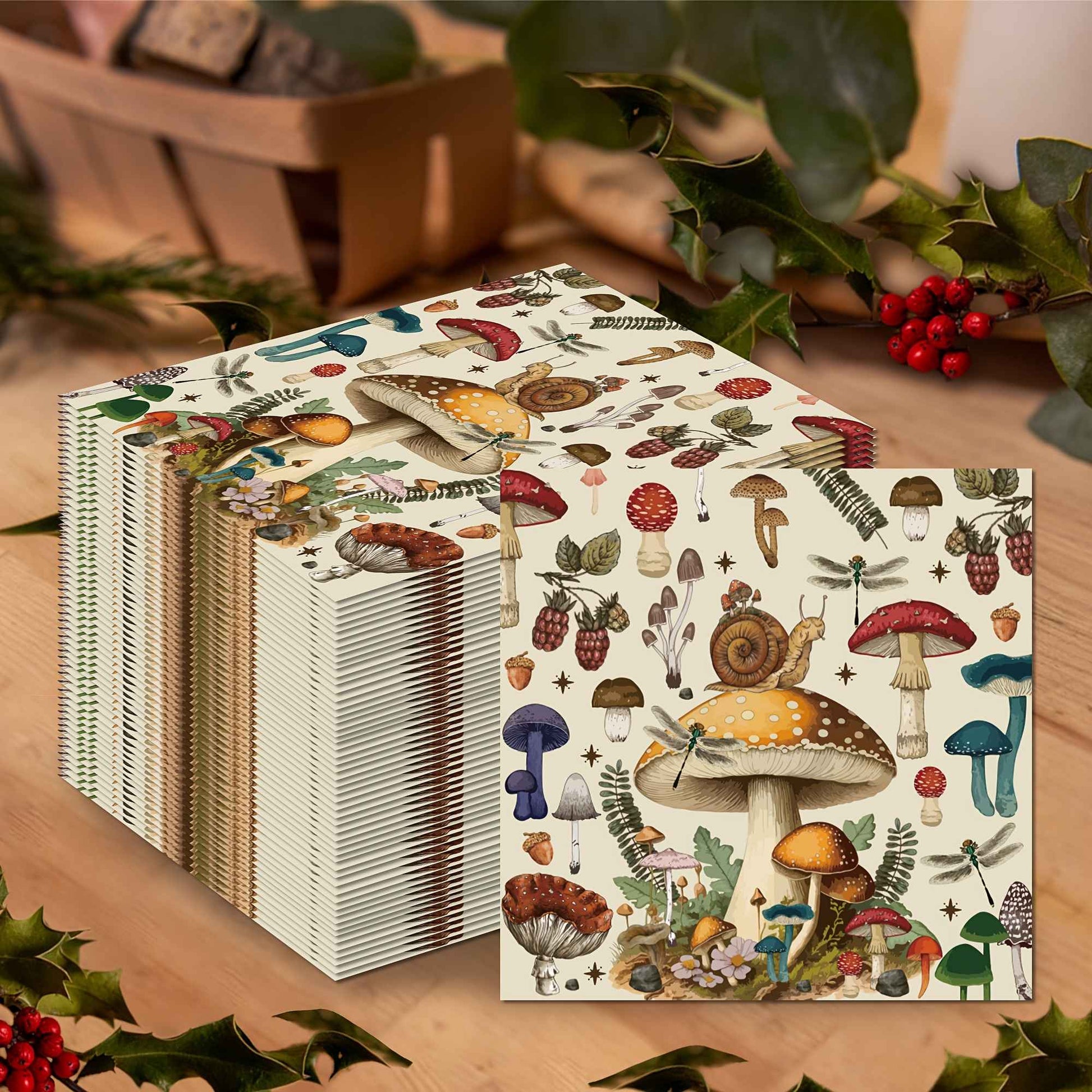 20/40 pcs Mushroom and Snail - Themed Disposable Napkins - 2 - Ply Paper, Suitable for Weddings, Birthdays and Celebrations