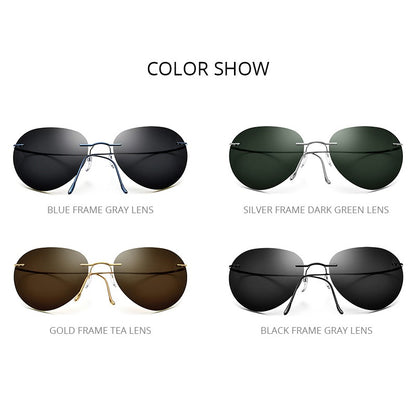 FONEX Titanium Rimless Sunglasses Men Ultralight Frameless Austria Pilot Aviador Polarized Sun Glasses for Women Shades 85695
