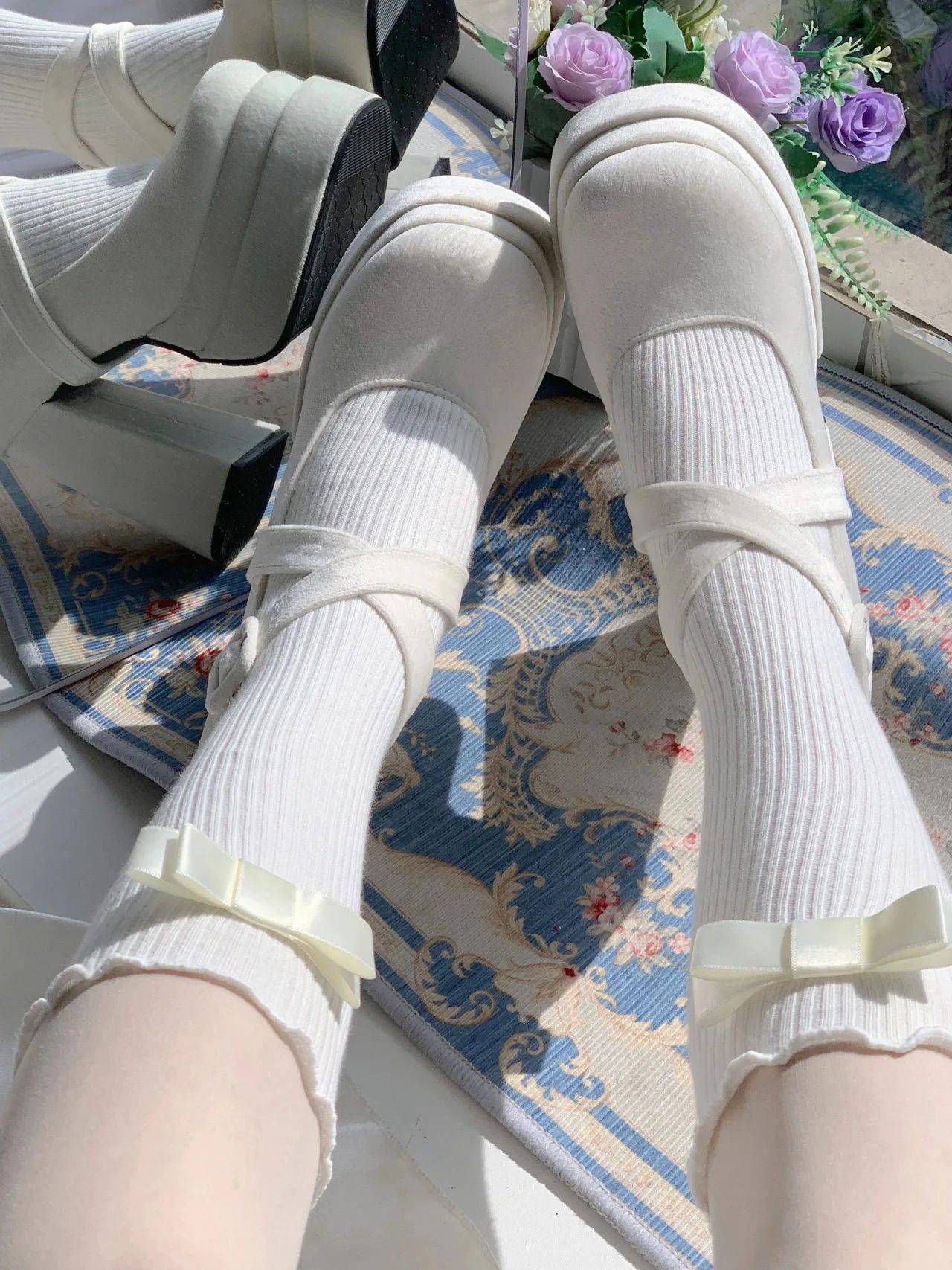 Luxury Shoes Fashion Designer Platform Women Mary Jane Shoes Cross Strap Thick Heel Shoes Ladies College Style Dress Pumps Shoe