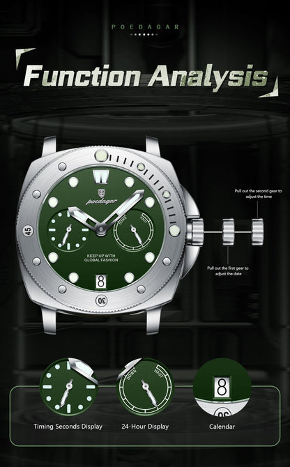 POEDAGAR High Quality Military Watch For Man Waterproof Luminous Date Fashion Men Clock Nylon Leather Quartz Men's Watches Reloj