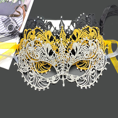 Makeup Ball Hollow Lace Face Mask With Ribbon Princess Masquerad Cosplay Prom Props Costume Female Sexy Diamonds Eye Mask