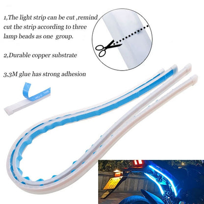 2 Peças Luzes de Seta para Moto LED Luz Diurna Luz Traseira DRL Faixa Decorativa À Prova d'Água Freio Luz Sequencial