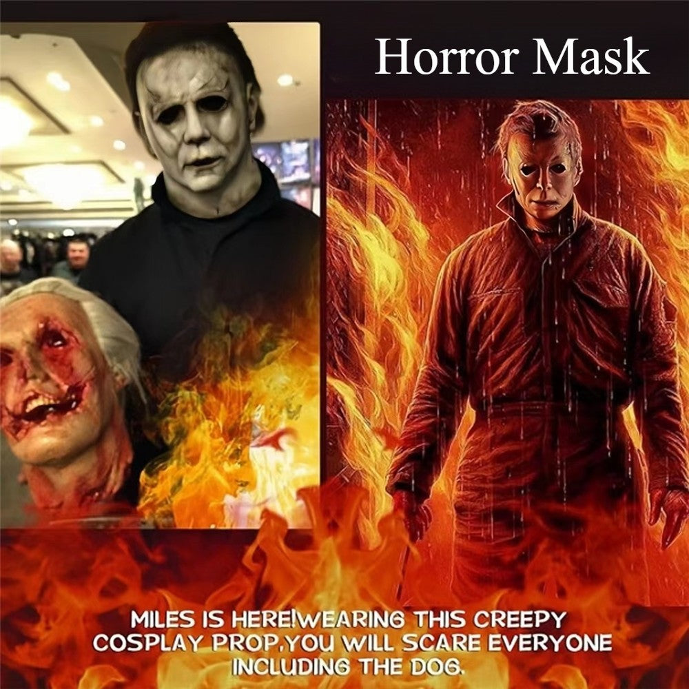 Halloween Michael Myers Mask Scary Killer Full Head Mask Creepy Fire Burn Scar Latex F