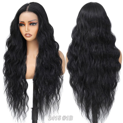 13X4 Lace Frontal Synthetic Body Wave Wigs Ombre Brown Heat Resistant Fiber Blond Swiss Transparent Lace Front Wigs For Women