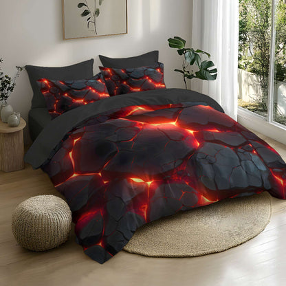 Fantasy Red Glow Duvet Cover Set with 3D Printing Design Soft Brushed Polyester Bedding Set  All-Season Comfort Machine Washable