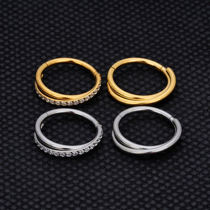 G23 Titânio Anel de Nariz Clicker Orelha Cartilagem Tragus Hélix Daith Brincos Redondos Argolas Zircônia Cúbica 16G Segmento Articulado Joia de Piercing Corporal