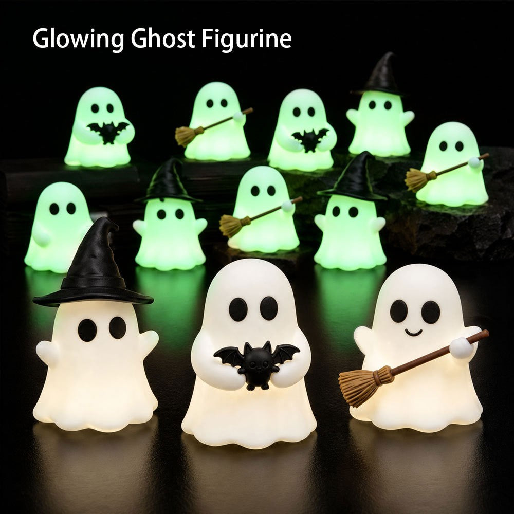 Halloween Luminous Mini Ghost Statue Soft  Glow In Dark Ornament Cute Spooky Table Decor for Baking Topper Handcraft Holiday
