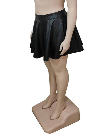 Elegant Skirts for Women Summer Streetwear Leather Skirt Sexy A-line Flare Ladies Plus Size Black Skirt Wholesale Dropshipping