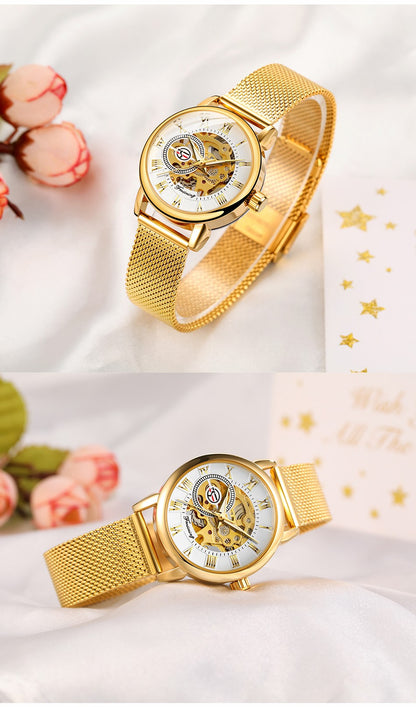 Forsining 099L Girl Bracelet Mechanical Watch With Manual Hand Wind Mechanical Wristwatch Mesh strap Female Watch Reloj Mujer