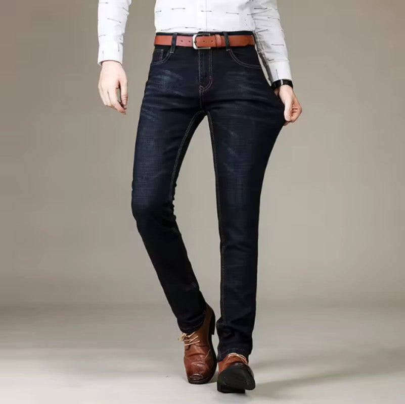 2025 New  Men's Jeans Casual Straight Stretch Fashion Classic Blue Black Work Denim Trousers Male Brand Clothing
