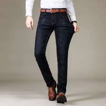 2025 New  Men's Jeans Casual Straight Stretch Fashion Classic Blue Black Work Denim Trousers Male Brand Clothing